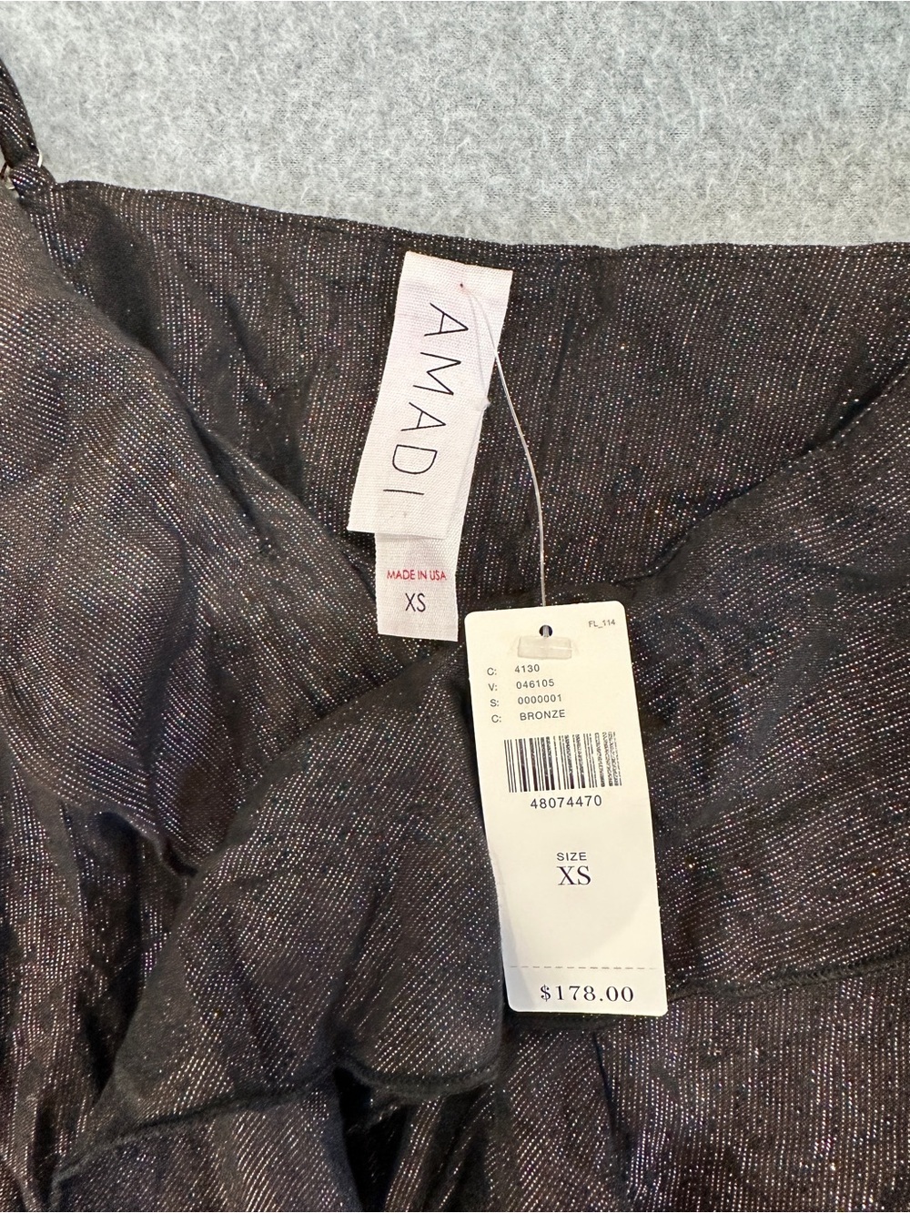 AMADI Bronze Shimmery Spaghetti Strap Mini Dress - Picture 3 of 9